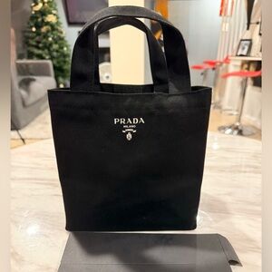 Prada Black Canvas Tote with box